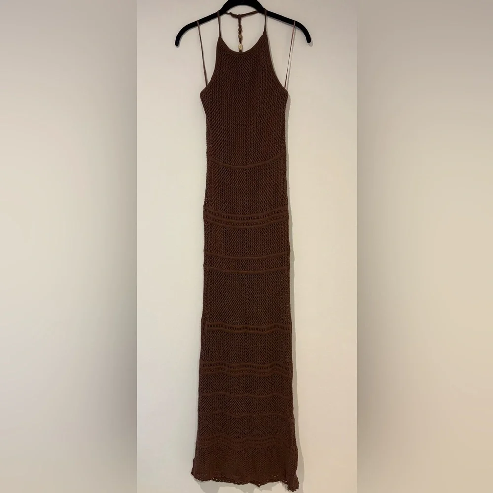 Abercrombie & Fitch Brown Crochet Maxi Dress | Size: Small Tall